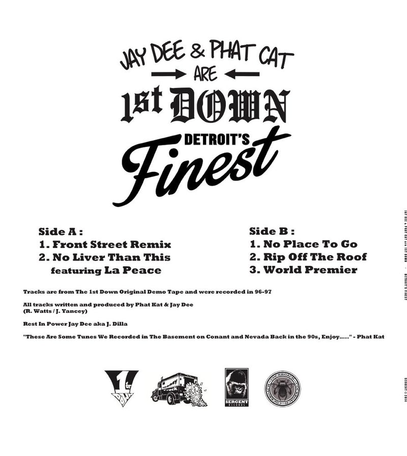 1ST DOWN (JAY DEE & PHAT KAT) - DETROIT'S FINEST (UNRELEASED DEMOS 96-97) 【Vinyl Record | 12"】-SERGENT RECORDS-Dig Around Records