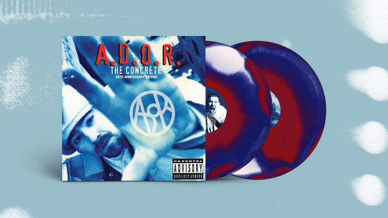 A.D.O.R. - THE CONCRETE (25TH ANNIVERSARY EDITION) [Blue/Red/White coloured Striped] [Vinyl Record / 2 x LP]-HIP-HOP ENTERPRISE-Dig Around Records