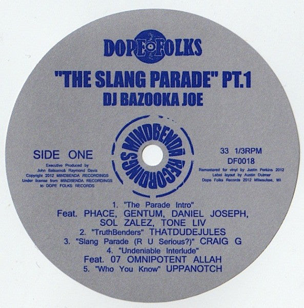 DJ Bazooka Joe - The Slang Parade Pt. 1 [Vinyl Record / LP]-Dope Folks-Dig Around Records