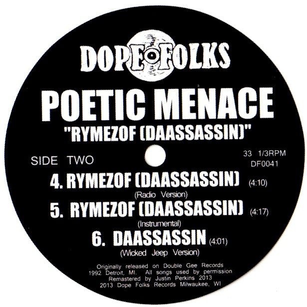 Poetic Menace - Rymezof (Daassassin) [Vinyl Record / 12"]-Dope Folks-Dig Around Records